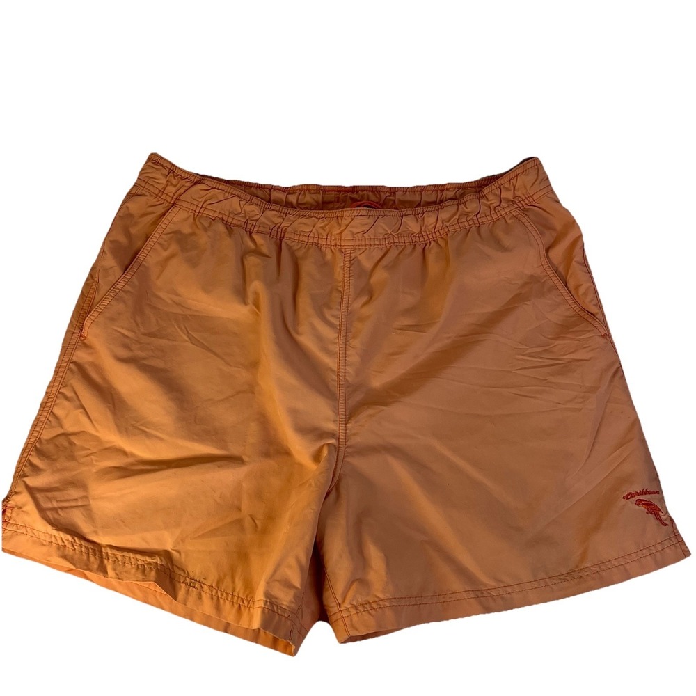 Caribbean Swim Shorts Men's Orange XL Elastic Waist Drawstring Back Pocket Lined